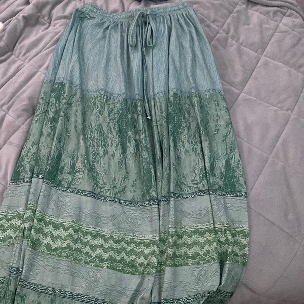 Long green hippie lightweight skirt